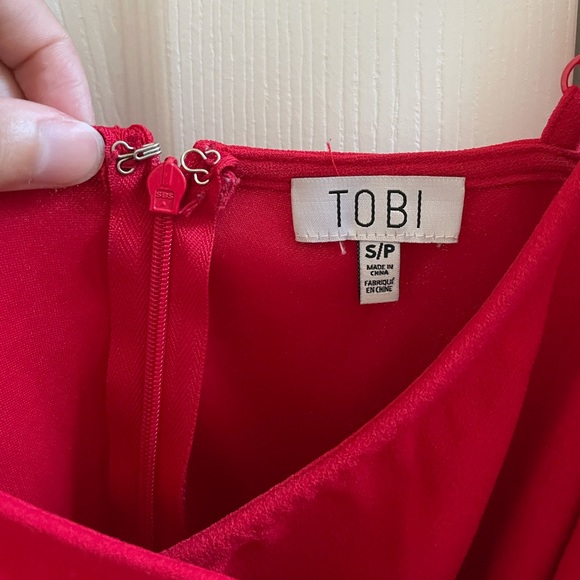 Red Mini Dress with Thigh Slit - Tobi Size Small - Picture 5 of 6